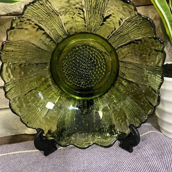 Vintage set of 2 Indiana glass sunflower green bowls - Picture 3 of 7